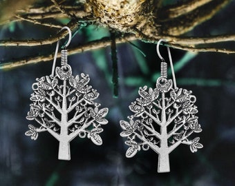 Tree Of Life Earrings - Silver Tree Dangle Earrings - Oxidize Earrings - Women Dangles - Handcrafted Earrings -Boho Earrings -Nature Jewelry