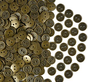 Shirt Buttons - Olive Color Metal Buttons - 2 holes Buttons - Kids Buttons - DIY Buttons - Small Buttons - Sewing Button - Sweater Buttons