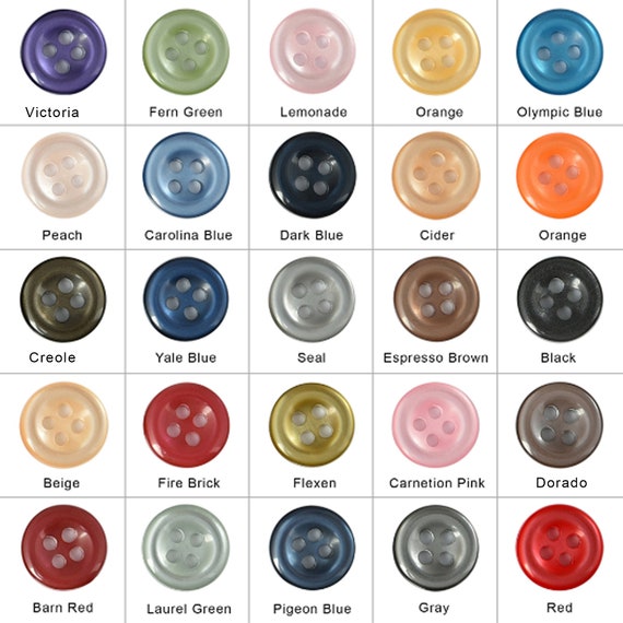 Multi-Color Polyester button - 11.70MM Four holes Shirt shiny button -  Blouse Button - Tiny Button for craft - All Color Button available