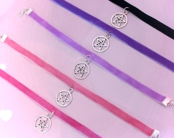 pentagram choker ~ pastel goth ~ kawaii sieraden ~ fairy kei ~ hekserij ~ harajuku ~ y2k ~ egirl