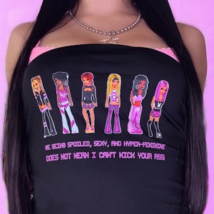 Dollz mania tube top - 2000s clothing - Y2K slogan tee