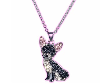 Rhinestone chihuahua necklace - mcbling jewelry - y2k aesthetic