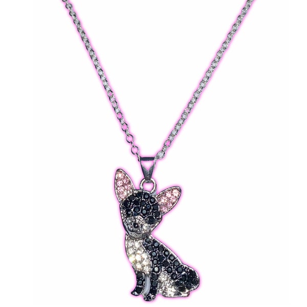 Collier chihuahua en strass - bijoux mcbling - esthétique de l'an 2000