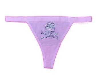 Pink bling skull thong - y2k underwear - mcbling aesthetic