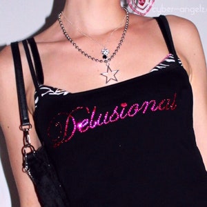 Delusional Pink Rhinestones Cami Top Mcbling Y2K Clothing - Etsy
