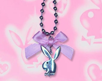 2000s bunny ball chain necklace ~ Y2K jewelry ~ cyber core ~ bimbo aesthetic