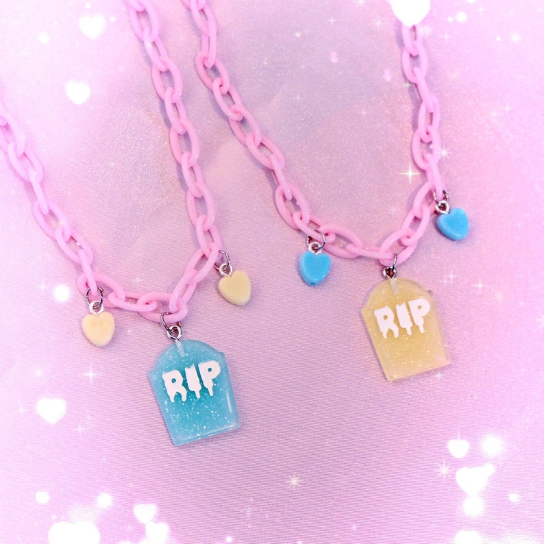 RIP kawaii necklace pastel goth jewelry tombstone necklace Etsy