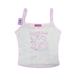 Let&#39;s get in trouble lamb embroidered top - Soft aesthetic clothing