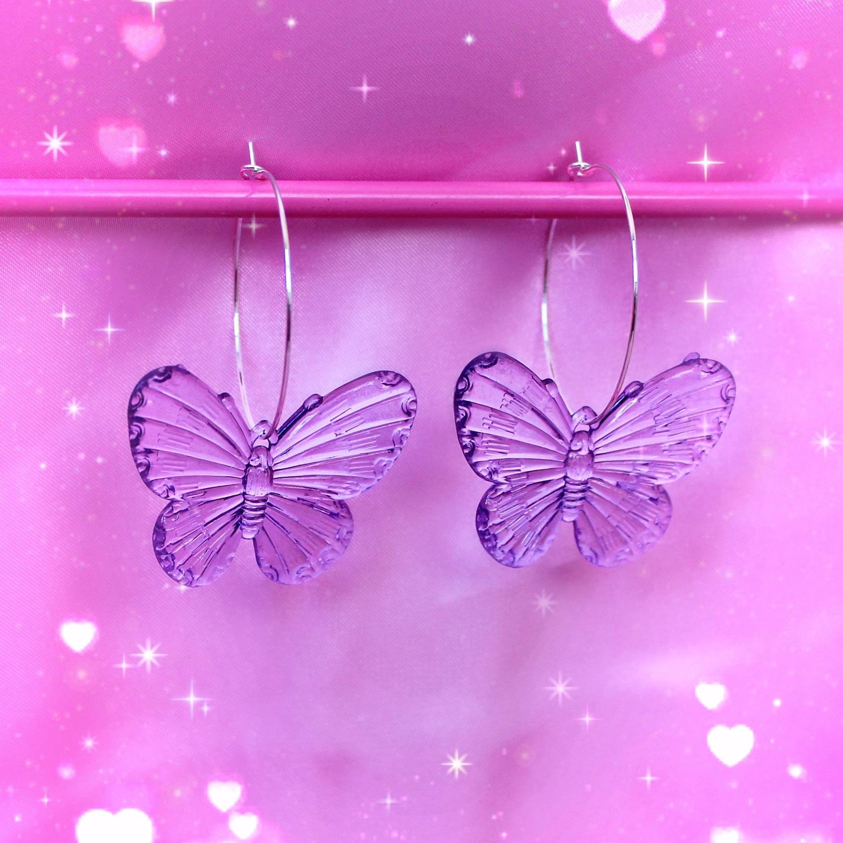 Y2K butterfly hoop earrings egirl jewelry pastel goth Etsy