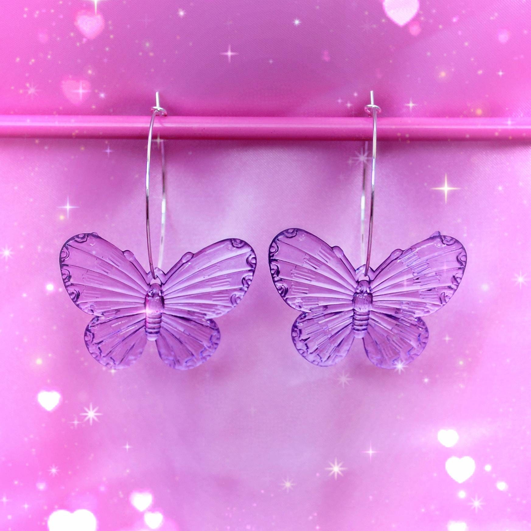 Y2K butterfly hoop earrings egirl jewelry pastel goth Etsy