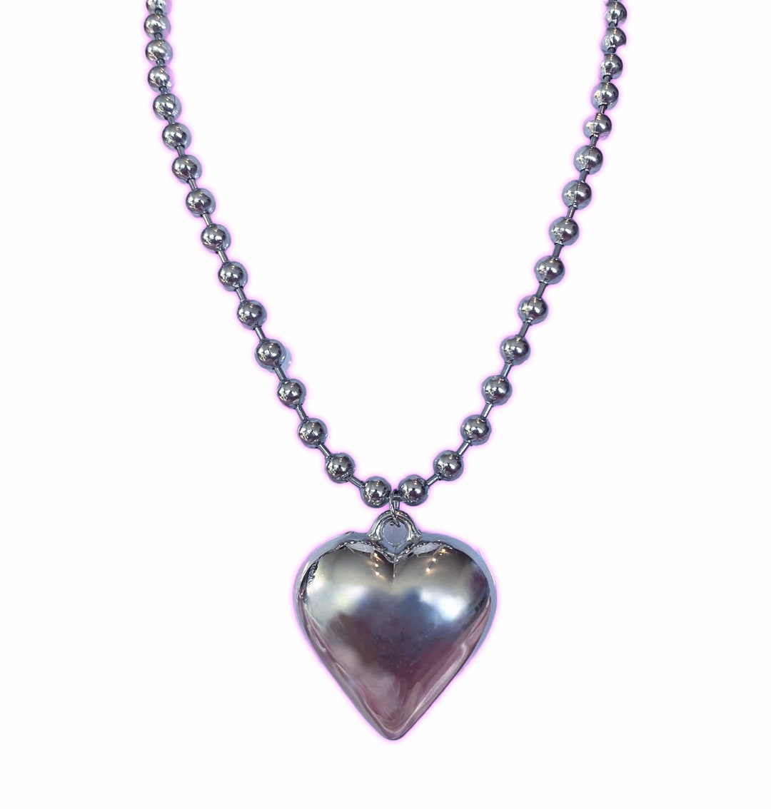 Y2K heart ball chain necklace