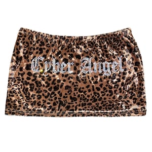 Cyber Angel leopard micro skirt - low rise mini skirt - y2k clothing