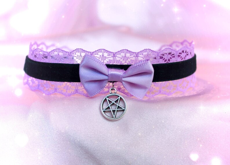 Pastel Goth Collar Kitten Bell Choker Pentagram Choker Etsy