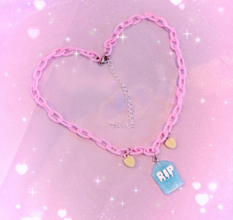 RIP kawaii necklace pastel goth jewelry tombstone necklace Etsy