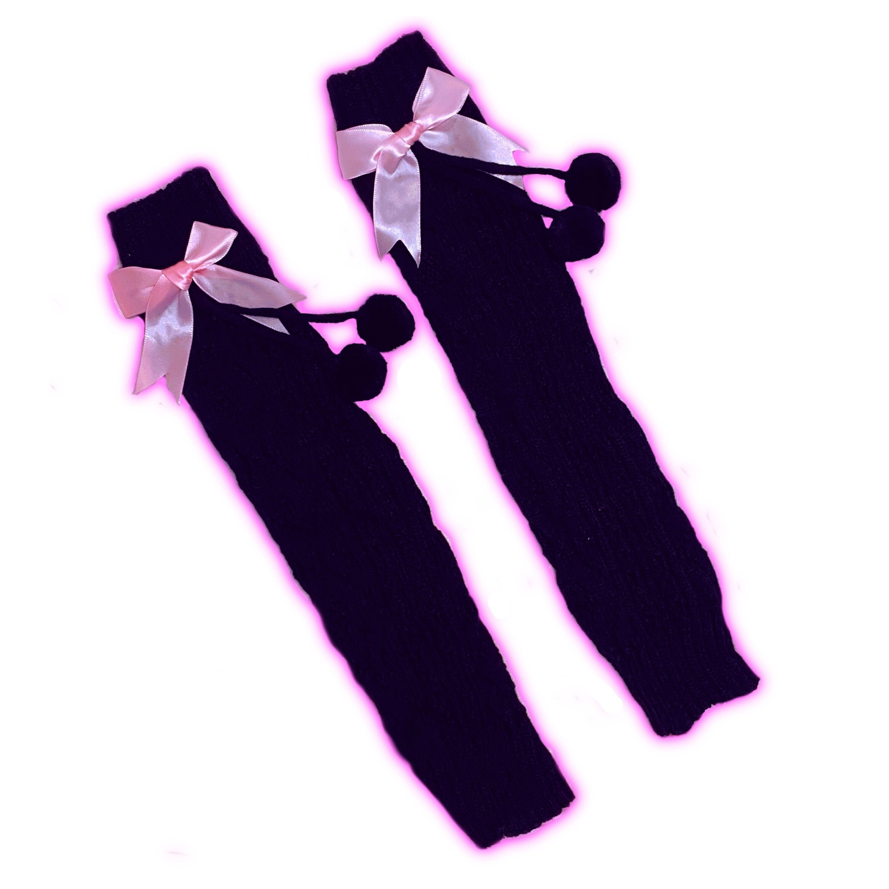 Kawaii pom pom black leg warmers