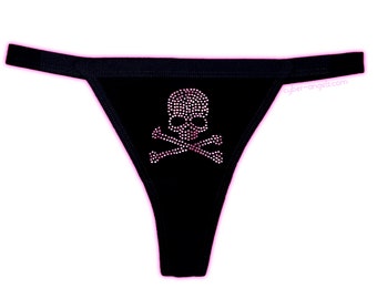 Black bling skull thong - y2k underwear - mcbling aesthetic