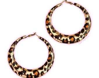 Leopard hoop earrings - mcbling accessories - trashy y2k aesthetic