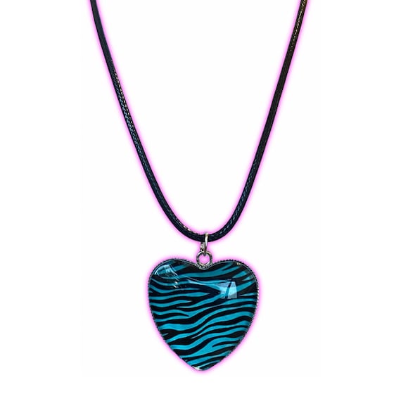 Y2K Emo Zebra Heart Necklace - Etsy