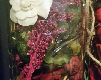 Decorative Potpourri Mason Jar Half Gallon Highly Fragrant "Lavendar" "Apple Cinnamon" Rustic twine embellishment, vintage