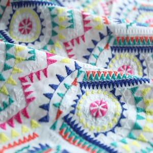 Multicolored Machine Embroidery Fabric Women&#39;s Stage Dress Bag Tablecloth Door Curtain Thickened Linen Quilting Sewing Art Craft Patchwork