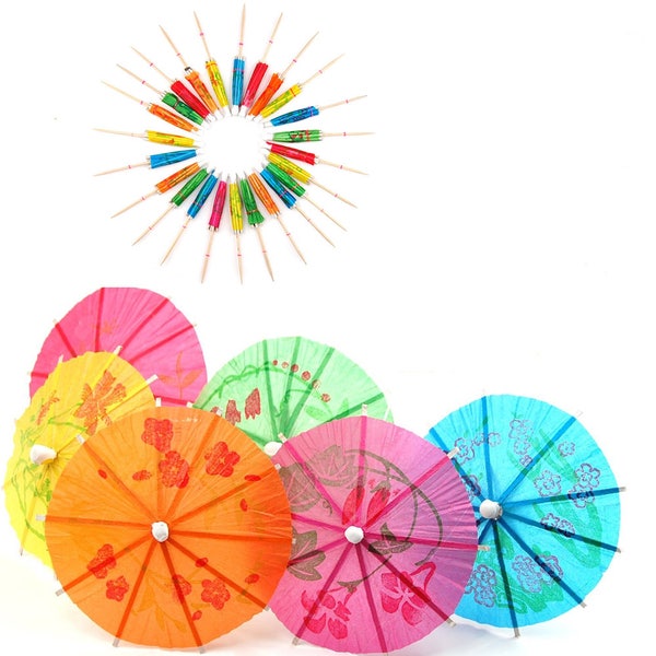 50 Mixed Paper Cocktail Umbrellas Parasols for Party Drinks Accessories Cocktail Decorations(CTJZ21CPAU-50)