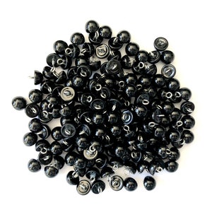50Pcs Pearl Black Bead Cap Half Ball Dome Metal Circle Hook Crafting Sewing DIY Buttons-10mm