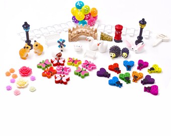58pcs Fairy Garden Miniature Ornament Set DIY Kit for Succulent Landscaping Decor Home Decoration Outdoor Flower Accessories(CTJZ21PCSET58A)
