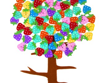 28g Strawberry Shaped Various Colors Mixed Wood Buttons Sewing Scrapbooking  2 Holes  (SKU:CTZZ22-R03A)