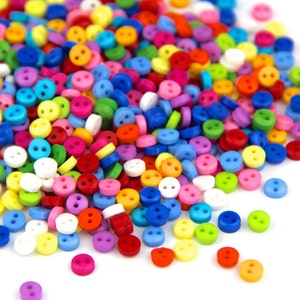 150 x Mixed Colours 2 Hole Round 6mm Sew Craft Plastic DIY Buttons (SKU: CTJZ21-R02mini)