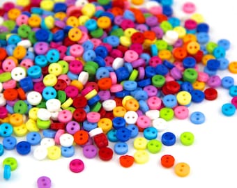 150 x Mixed Colours 2 Hole Round 6mm Sew Craft Plastic DIY Buttons (SKU: CTJZ21-R02mini)