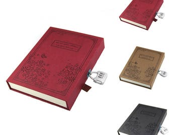 student homework diary Vintage Diary Notebook Journal Notepad Hard Cover With Code Lock Gift Box Black/Red/Brown