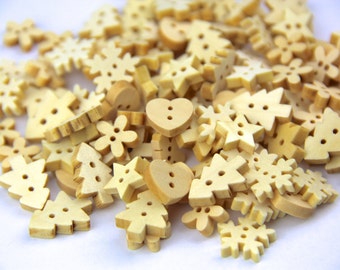 100pcs log color and various shapes 2 holes unfinished Wood Buttons package for Sewing Scrapbooking.(SKU:CTJZ21-R01J)