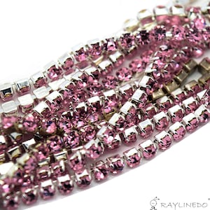 3A Class 2mm Rhinestone Diamante Silver Plated Chain 10 Yard Lenght for Wedding Supplies DIY Sewing Craft Jewellery Making Party Decorations