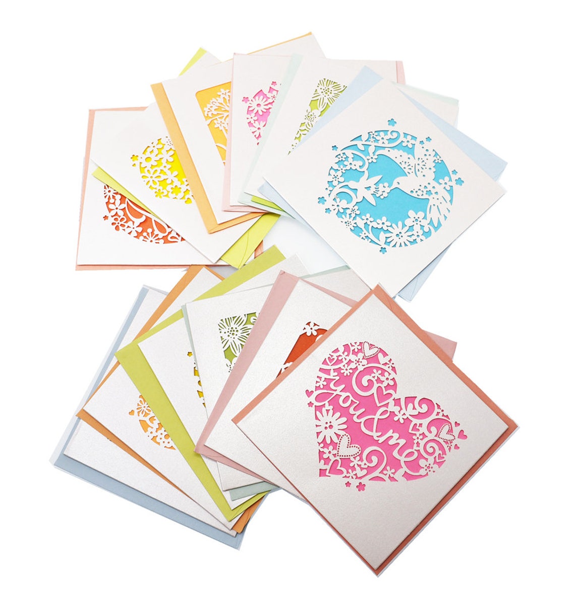 12pcs Assorted Design and Color Blank Greetings Cards With Envelopes ...