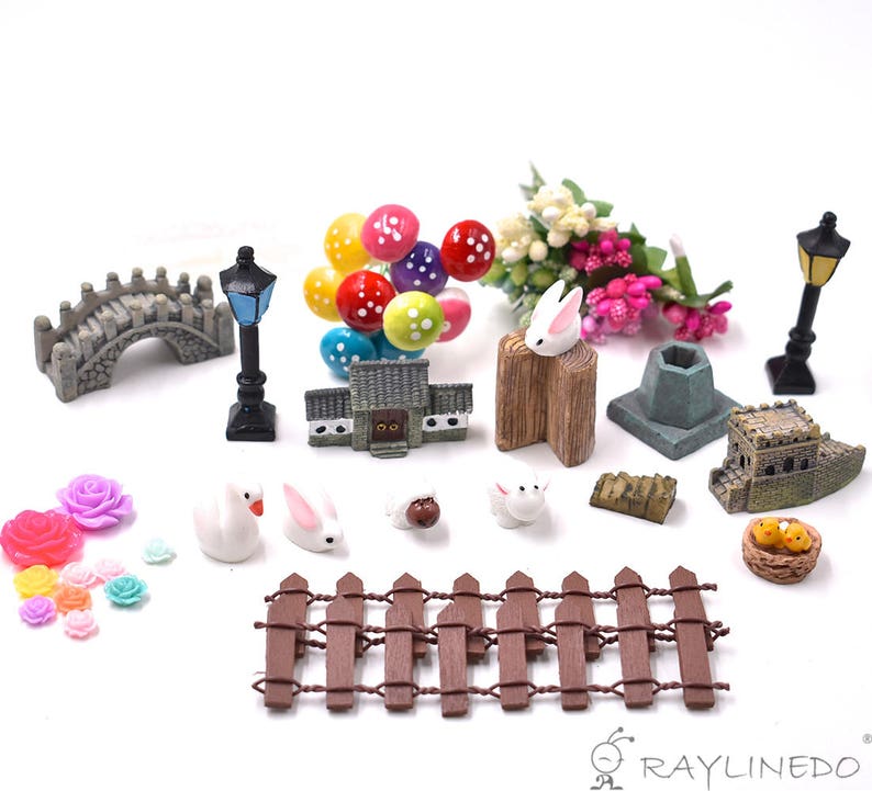 58PCS Fairy Garden Dollhouse Miniature Ornament Kit With Storage Bag Kids Gifts