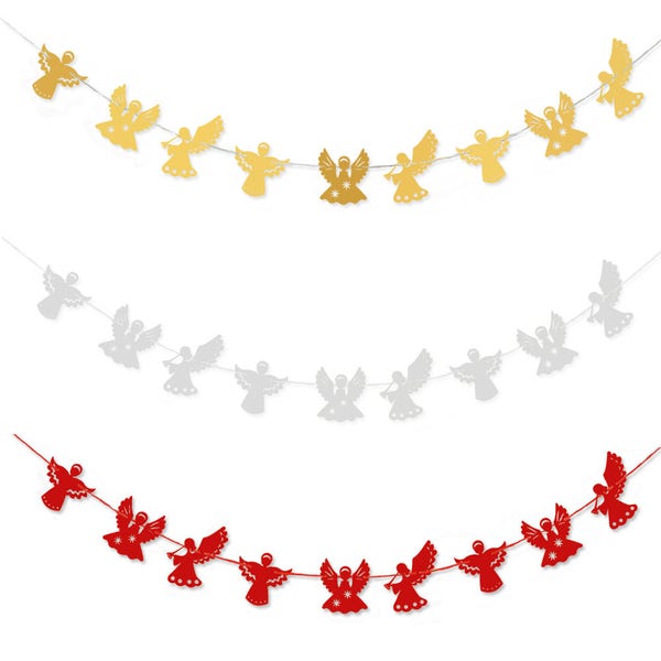 1X Gold/Silver/Red Garland For Wedding Birthday Anniversary Party Christmas Girls Room Decoration Angel Shape