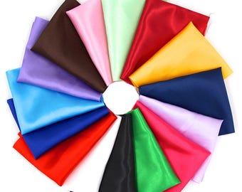 15pcs 25*20cm Silky Satin Patchwork Fabric Bundle Quilting Wedding Table Decor in 15 Solid Color (CTJZ21ST202515)