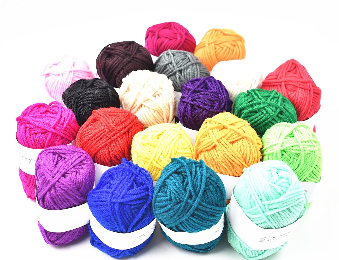 Pack 20 X 25g Ball Assorted Colors 100% Acrylic Knitting Yarn - Etsy