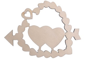10pcs Double Hearts Wooden Embellishments Crafts Christmas Tree Ornaments with String (CTZZ22-R05-ARROW)