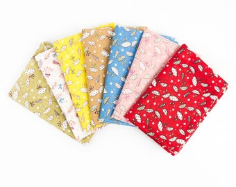 7pcs Different Pattern Patchwork Fabric Craft Printed Cotton Material Mixed Squares Bundle Quilting Scrapbooking Sewing DIY Artcraft Fabric