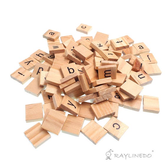 100X New Wooden Alphabet Scrabble Tiles Black Letters & Numbers For Wood Crafts 