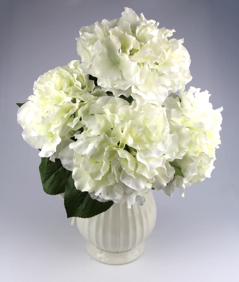 Artificial Hydrangea Silk Flower 5 Big Heads Bouquet Home Etsy