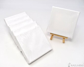 2PC Mini Oval Canvas 4x6 Inch With Wood Easel - Artist Painting Set