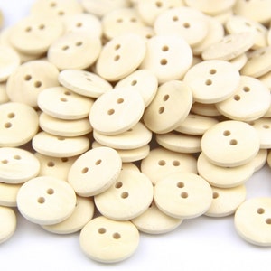 Unfinished Plain Wood 2 or 4 Hole Round Sew Craft Scrapbook DIY Buttons (SKU:CTJZ21-R01ROUND-)