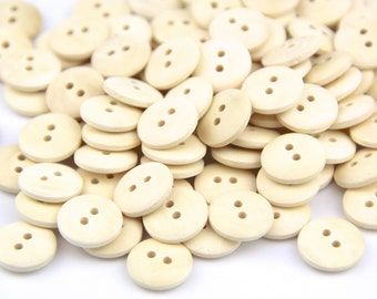 Unfinished Plain Wood 2 or 4 Hole Round Sew Craft Scrapbook DIY Buttons (SKU:CTJZ21-R01ROUND-)