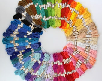 100 x Mix Colors Cross Stitch Cotton Sewing Skeins Embroidery Thread Floss Kit (SKU: CTJZ21-FSC-50SKEINS)