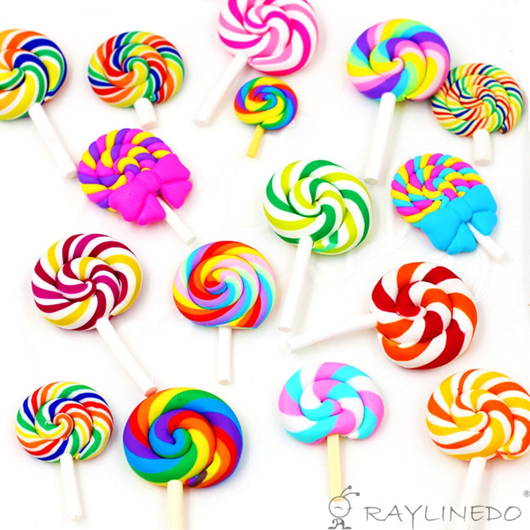 16pcs Random Lollipop Shape Polymer Clay Embellishmentst - Etsy