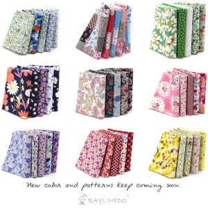 Different Pattern & Color 100% Cotton Poplin Fabric Fat Quarter Bundle 46 x 56cm Patchwork Quilting Fabric (SKU:CTJZ21-POFQ05)