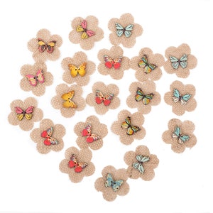 20pcs Hessian Jute Burlap Rose Flowers for Christmas Wedding Party Decoration Hair Accessories Scrapbooking 5cm Nature Color