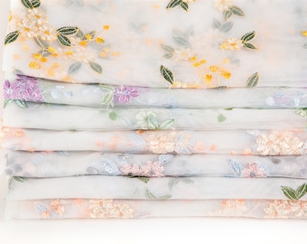 1 Metre Mesh Embroidered Fabric Lace Small Floral Embroidered Cloth Spring Summer Small Fresh Dress Fabric